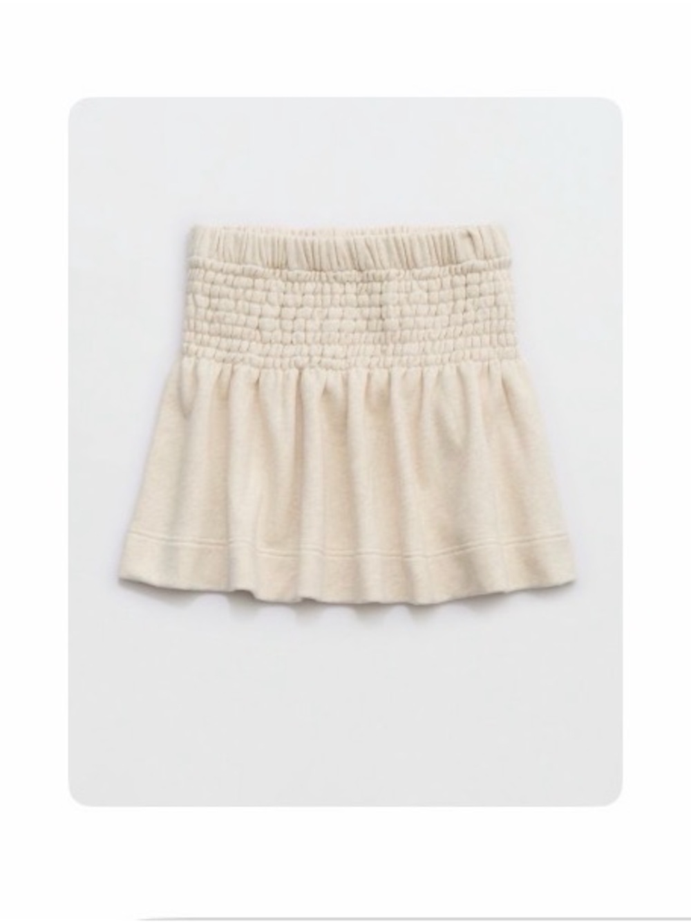 Aerie Feeling Femme Cream Smocked Waist Mini Skirt